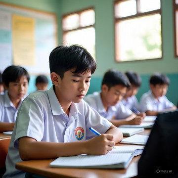 Ilustrasi siswa belajar di Sekolah Rakyat. [Meta AI]